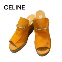 CELINEセリーヌ キャンバス ウェッジソール サンダル サイズ36 オレンジのサムネイル
