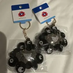 ２個　ミャクミャク ラインストーン マスコット キーホルダー 黒ミャクミャク