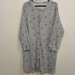 マタニティ ローズマダム パジャマ 上 L グレー うさぎ 長袖 前開き 春秋冬