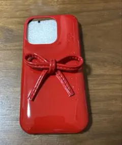 赤 リボン付き iPhoneケース　iPhone16pro