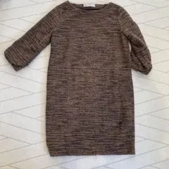 BEAUTY&YOUTH ブラウン系 七分袖ニットワンピース