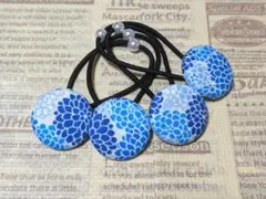 くるみボタン ヘアゴム / チャーム 【 和花柄 】 4個セット ハンドメイド