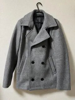 メンズ　グレー ウール ピーコート