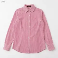 Leilian レリアン 長袖 ストライプシャツ ピンク カッタシャツのサムネイル