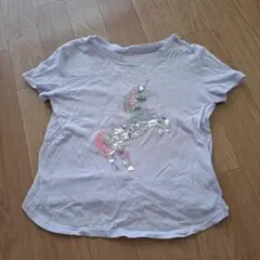 ユニコーン スパンコールTシャツ 薄紫色