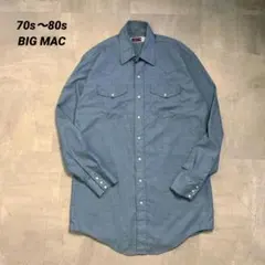 70sUSA製BIG MACウエスタンシャツライトブルーL XLシャンブレー古着のサムネイル