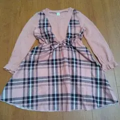 SHEIN ワンピース 7Y ピンク系 チェック柄