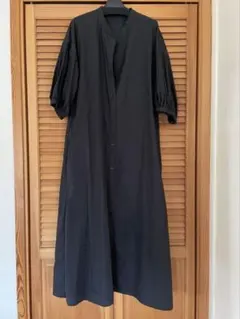 GUブラック シャツワンピース 半袖 ロング