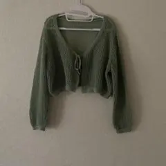オリーブグリーン クロップドカーディガン