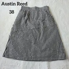 AUSTIN REED ギンガムチェック フレアスカート ラメ 38 白 黒のサムネイル