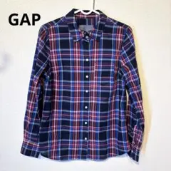 Gap ボーイフレンドフィット 長袖チェックシャツ XXSサイズ　レッドブルー