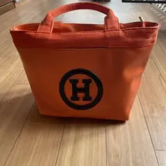 美品　オレンジ Hロゴ トートバッグ