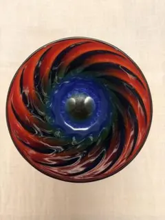 ◇733◇ヴェネツィアガラス 大皿 器 緑 赤 白 ガラス器 花瓶 vase