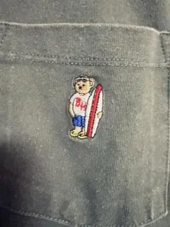 BEAMS HEART ベア刺繍 ポケットロンT カーキ M