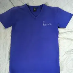 Karl Kani Vネック Tシャツ ブルー Mサイズ 一部色落ちありのサムネイル