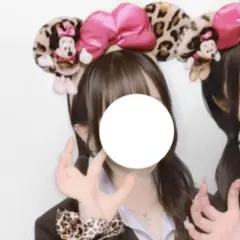 ディズニー ミニーヒョウ柄 ピン パッチン ピンクリボン カチューシャ