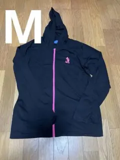 ミッキー　ミニー 刺繍フード付き　パーカー ブラック M