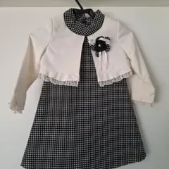 卒園式　女の子　110フォーマルドレス 白黒チェック柄