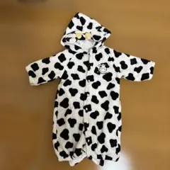 牛柄 フード付き ロンパース カバーオール