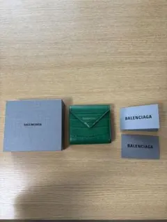 BALENCIAGA 三つ折り財布 ペーパーミニウォレット グリーンのサムネイル