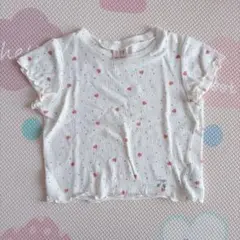 プティマイン フリル袖ハート模様Tシャツ 90サイズ⭐︎