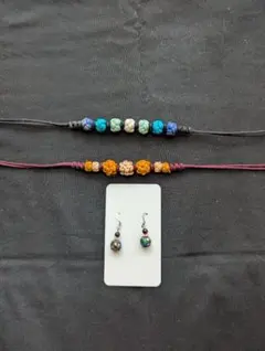 カラフル花のモチーフのチョーカーとイヤリングセット