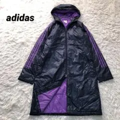美品✨adidas【M】ベンチコート　中綿ジャケット　防水防風透湿性　春秋　紺紫