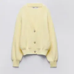 ZARA イエロー Vネック カーディガン M