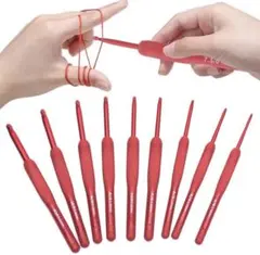 かぎ針セット　編み針　2/0〜10/0　 9本セット　赤レッド　新品