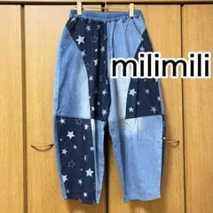milimili ミリミリ　デニムパンツ　ゆるダボジーンズ　イージーパンツ　星柄のサムネイル