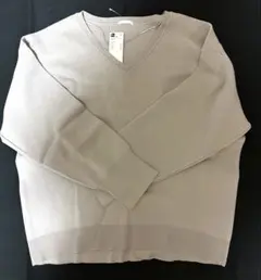 新品未使用タグ付きGU スムースVネックセーター ベージュ3XL