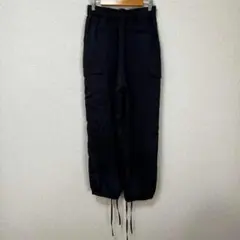 裾調節可能✨️ カーゴパンツ レディース ブラック 大きな横ポケット