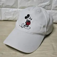 ミッキーマウス 刺繍 キャップ ホワイト ディズニー　DISNEY　ユニセックス