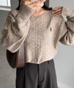 U.S. POLO ASSN. ケーブルニット セーター M ベージュ