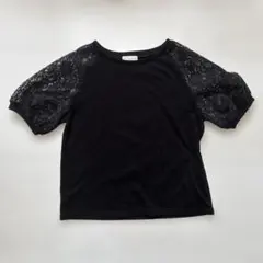 earth music&ecology レース切替 半袖カットソー ブラック Fのサムネイル
