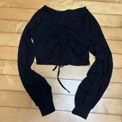 Dazy クロップド長袖ショート丈トップス S 黒