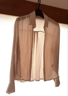 ベージュ レーヨン 長袖シャツ レディース　フリーサイズ