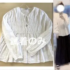 ZARAリネン100%麻綿長袖ブラウス ホワイト新品未使用のサムネイル