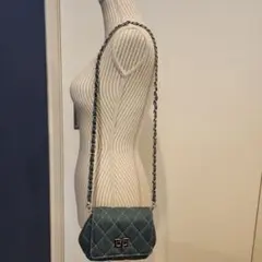 デニムブルー キルティングショルダーバッグ