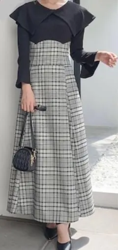 ダズリン　チェック柄ロングワンピース M