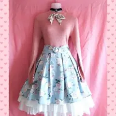 axes femme♡花柄スカーフ付ニットプルオーバー♡INGNI♡花柄スカート