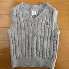 baby GAP グレー ケーブルニット ベビーベスト 18-24ヶ月 90cm