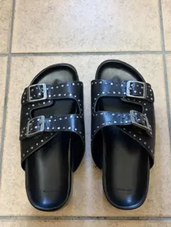 JEANASIS スタッズ ダブルベルト サンダル ブラックのサムネイル