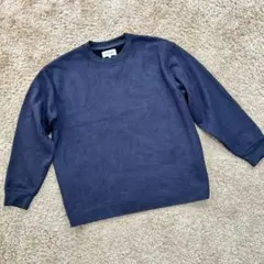 美品　グローバルワーク　メンズ長袖カットソー　フェイクスエード　Lサイズ　濃紺