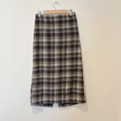 .Alma Design ロングスカート　チェック柄　ウール混 L 昭和レトロ