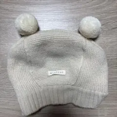MONBEBE ポンポン付きニット帽 アイボリー