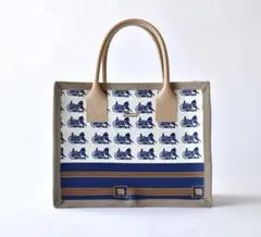 Boxバッグ 馬車柄 ネイビー 美品✨ヴィンテージスカーフ使用 一点物 
