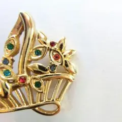 #52 アンティーク ブローチ 花かご