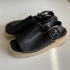 MOUSSY ブラックレザーサンダルのサムネイル