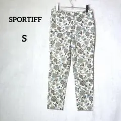 スポティフ 花柄 総柄 ストレートパンツ ボトムス ベージュ ブルー『S』のサムネイル